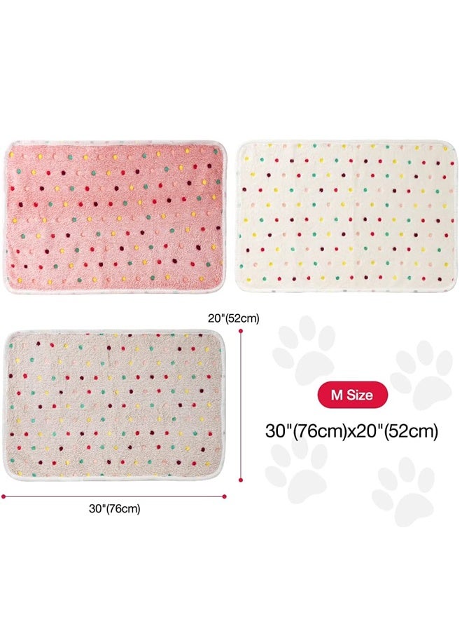 مجموعة من 3 بطانيات للحيوانات الأليفة، بطانية ناعمة ورقيقة من الصوف، بطانية نوم دافئة بتصميم مطبوع، بطانية للجراء والقطط الصغيرة، بطانية للكلاب - Image 3